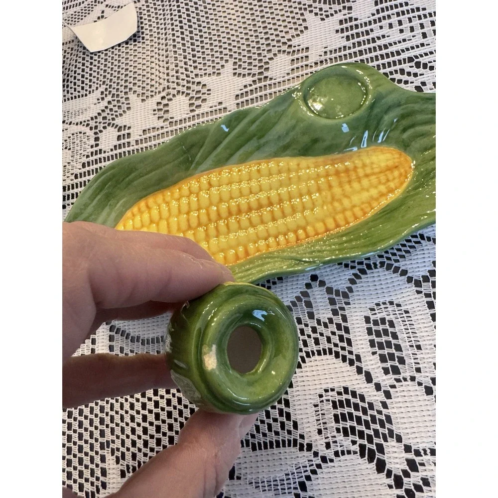Vintage Ceramic‎ Corn Dishes with Salt Shakers - Mold 1982 Set Of 3